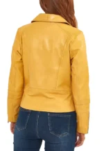 women yellow biker leather jacket