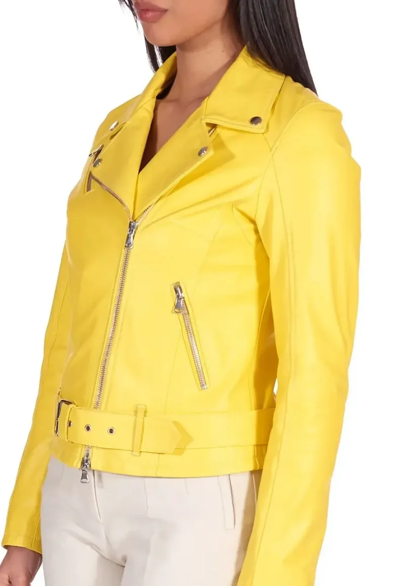 womens yellow biker jacket