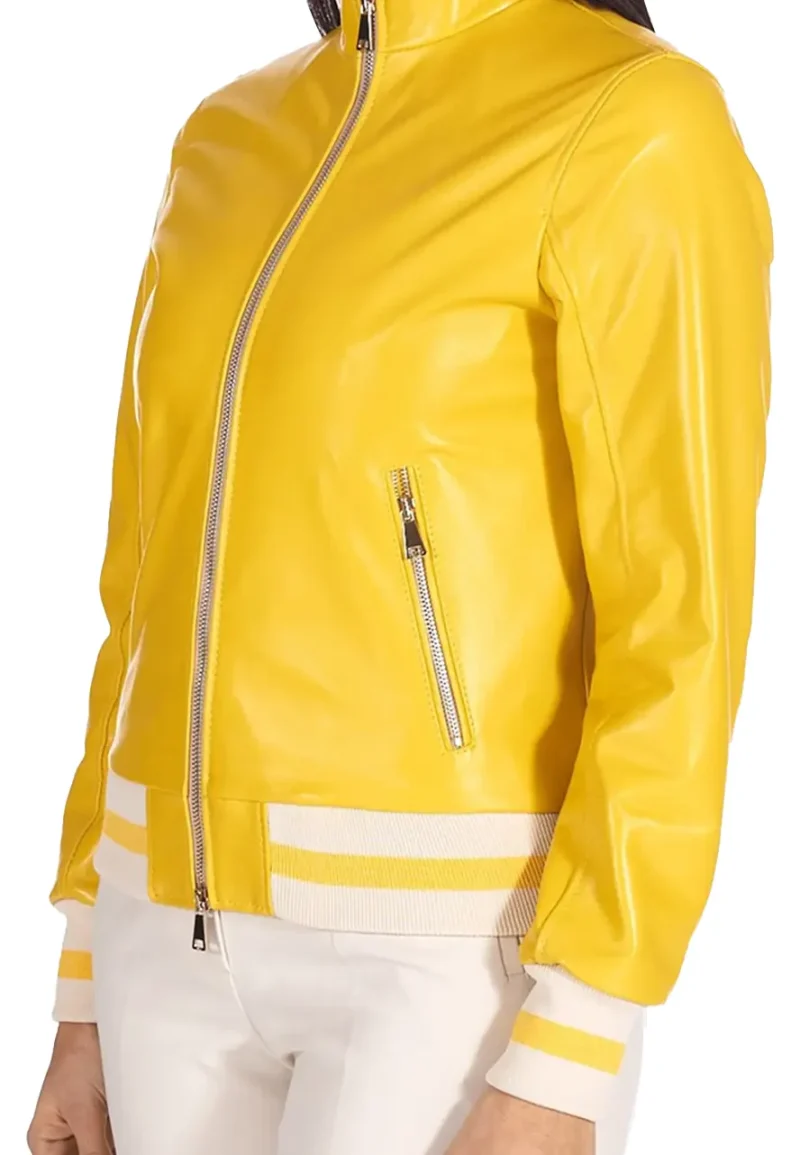 womens yellow bomber jacket