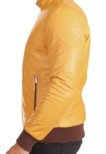 yellow faux leather bomber jacket mens