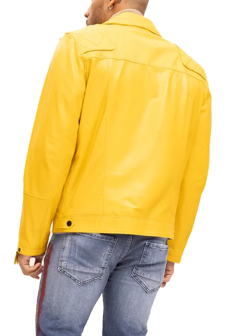 yellow leather motorcycle jacket