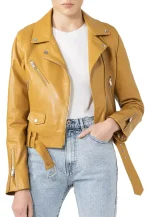 yellow mustard biker jacket