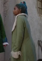 charithra chandran one piece green coat