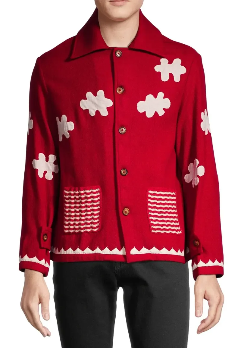 one piece red wool jacket