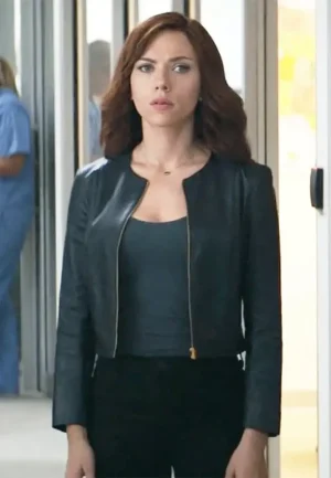black widow black leather jacket