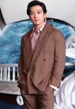 brown striped blazer