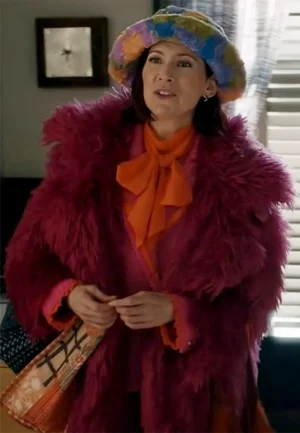 carrie preston magenta pink fur coat
