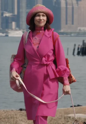 carrie preston pink trench coat