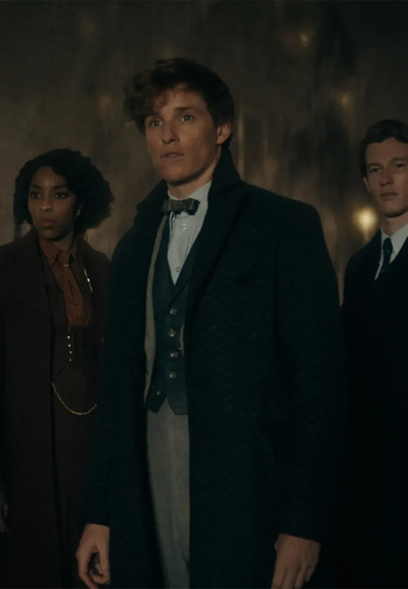 eddie redmayne black wool coat