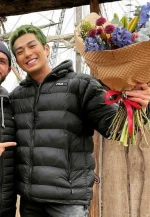 one piece black puffer jacket