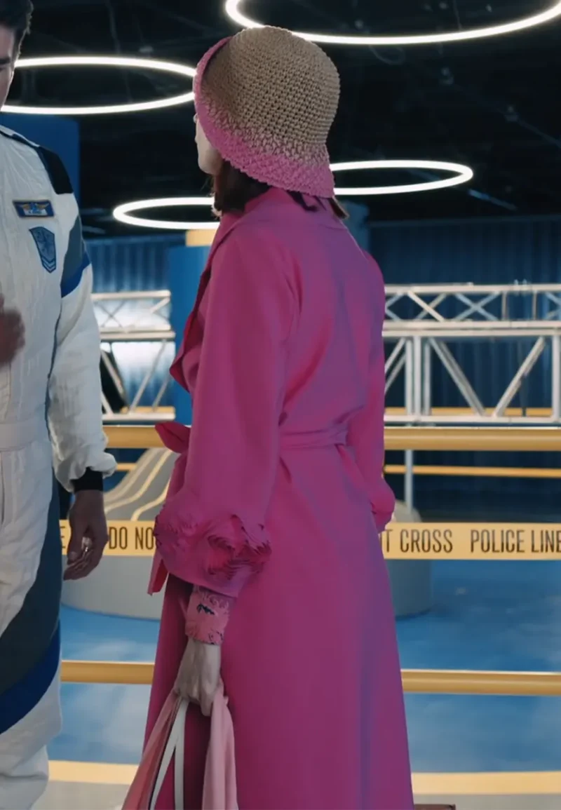 pink trench coat
