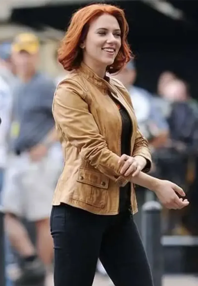 scarlett johansson black widow leather jacket