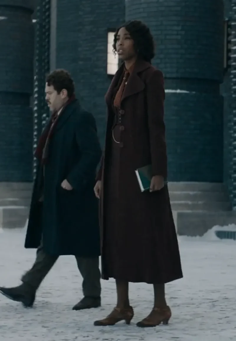 the secrets of dumbledore maroon trench coat