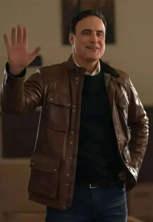brown leather jacket