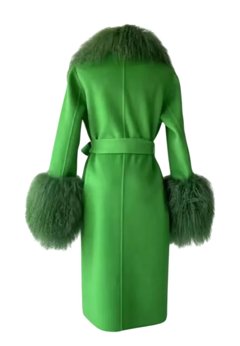 carrie preston green belted coat