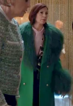 carrie preston green fur trim coat