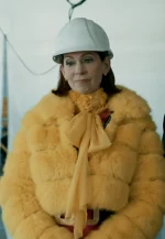 carrie preston yellow faux fur jacket