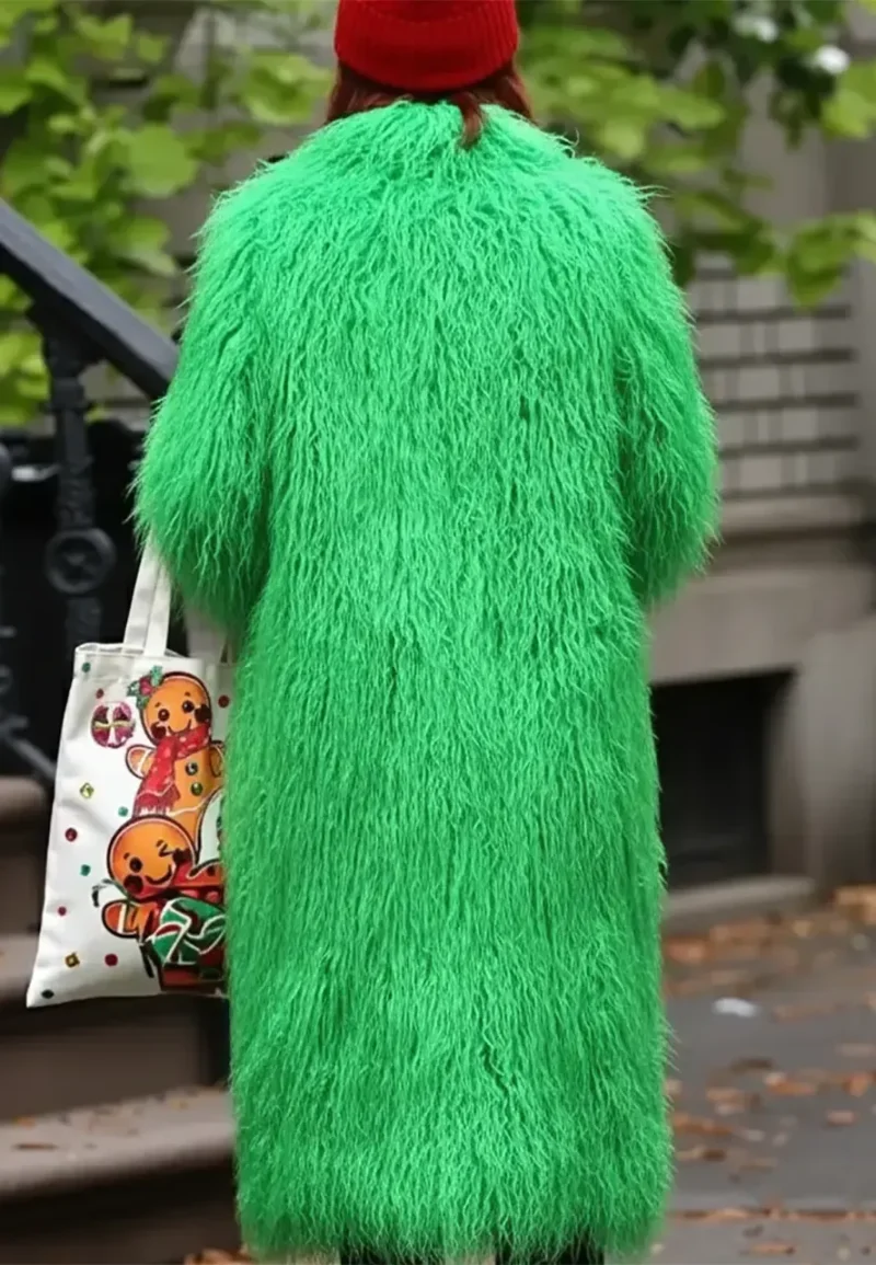 elsbeth tascioni green faux fur coat
