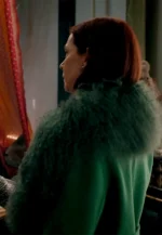 elsbeth tascioni green fur trim coat