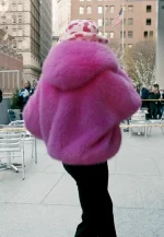 elsbeth tascioni pink faux fur jacket