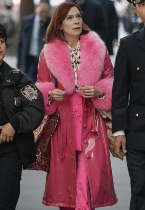 long pink leather coat