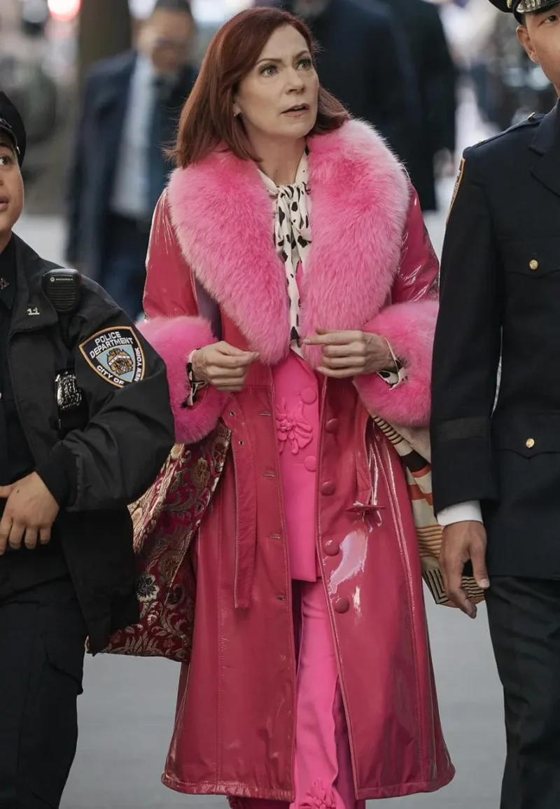long pink leather coat