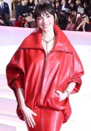anne hathaway leather jacket