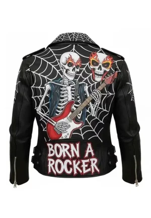 black leather punk jacket