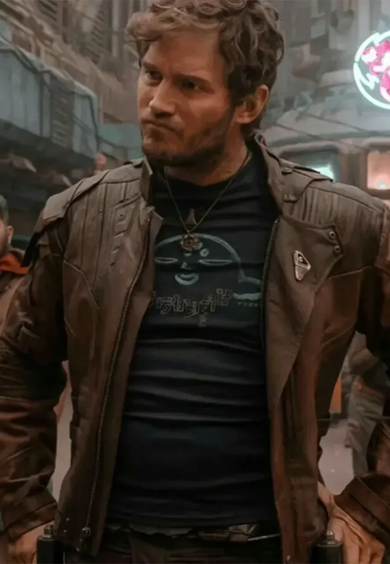 brown leather jacket chris pratt