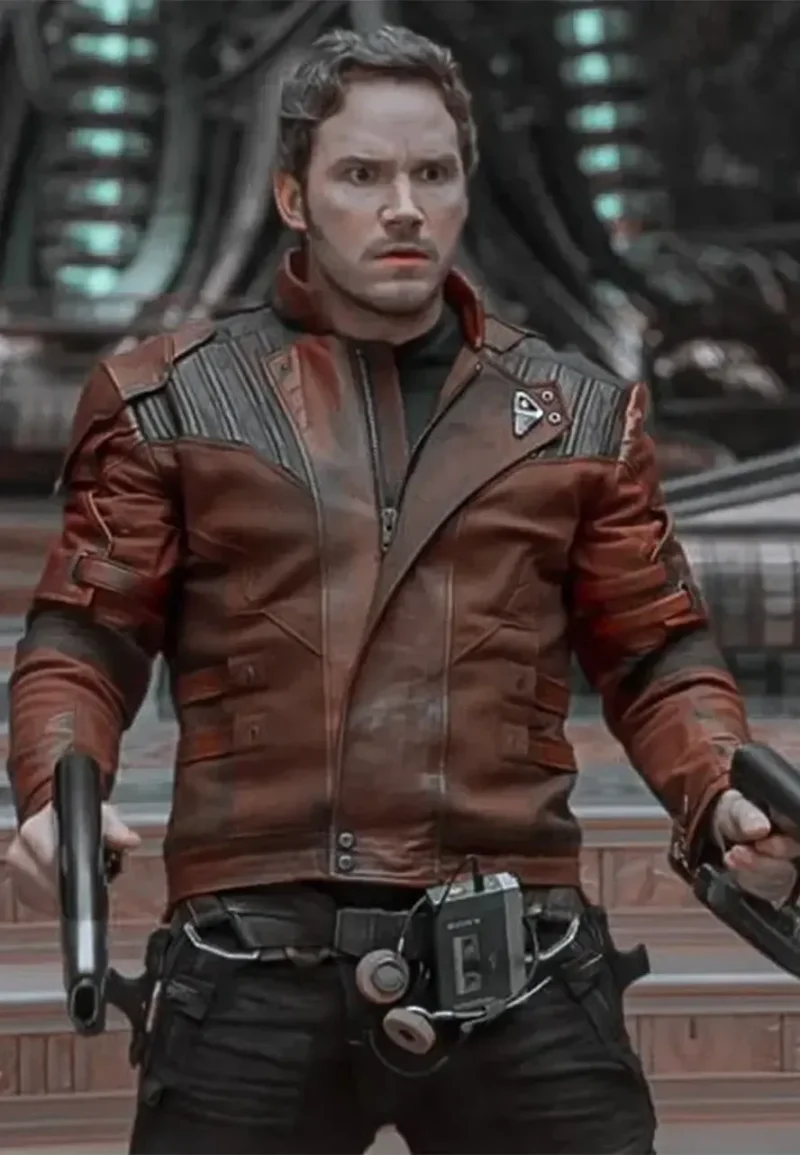chris pratt brown leather jacket