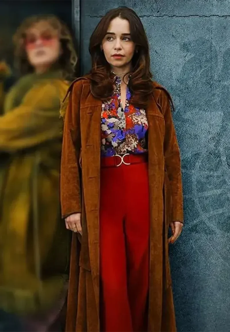 emilia-clarke-suede-leather-coat emilia clarke suede leather coat