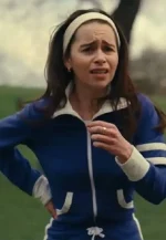 emilia clarke track blue jacket