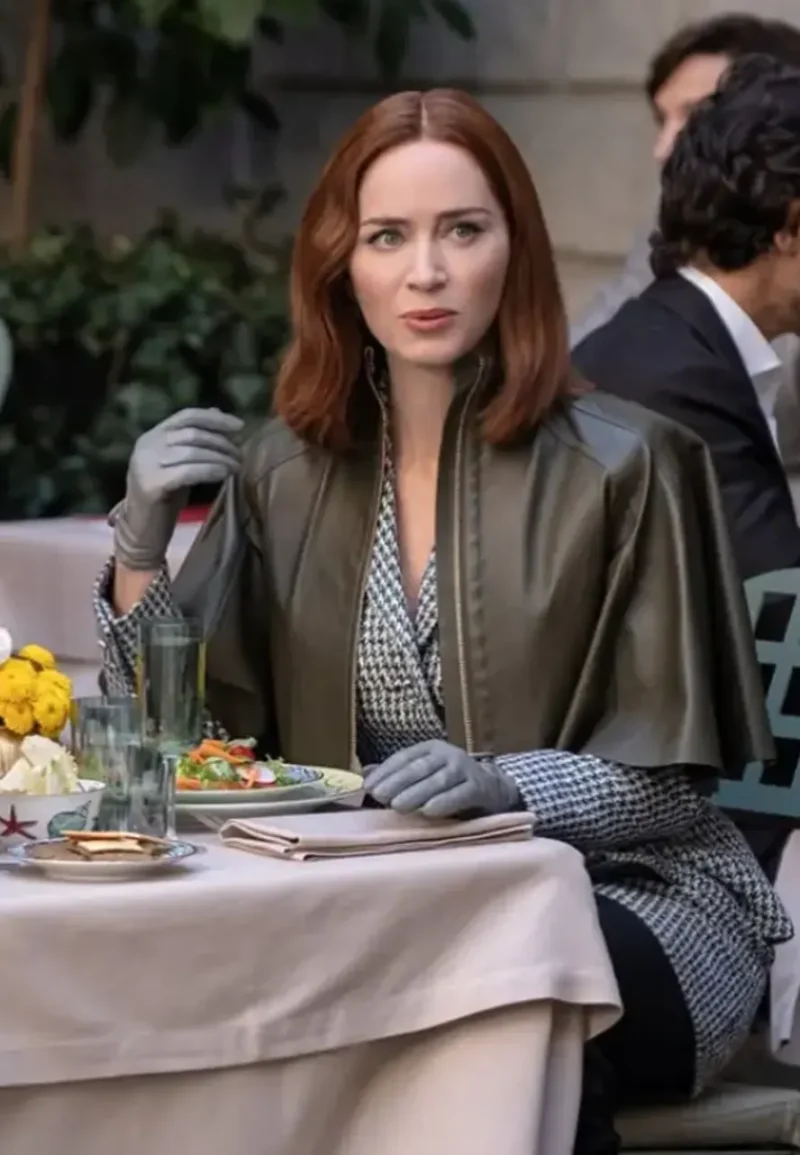 emily blunt black capelet