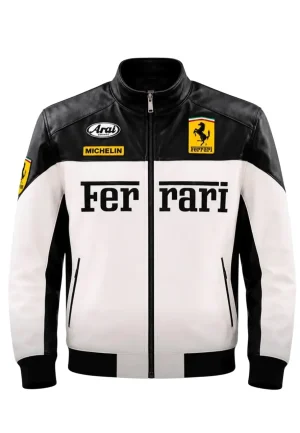 ferrari black and white leather jacket