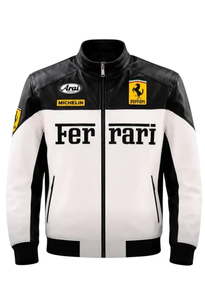 ferrari black and white leather jacket