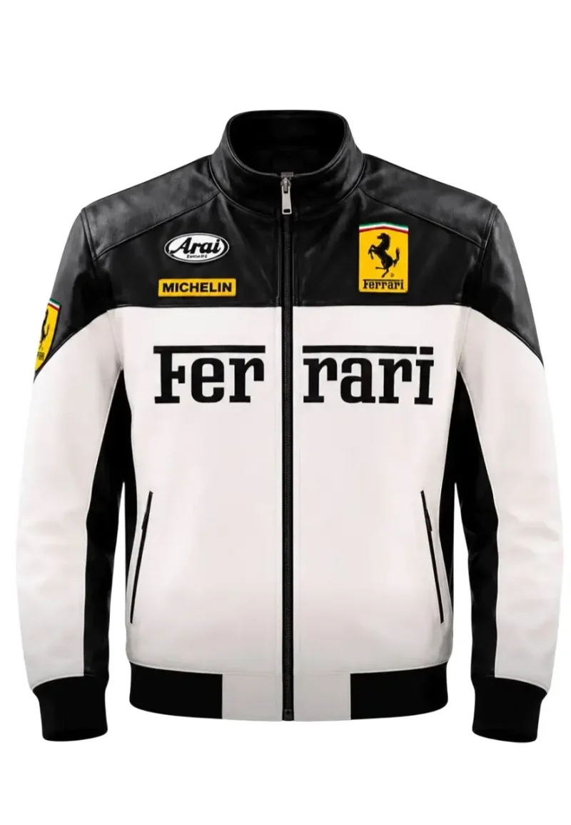 ferrari black and white leather jacket