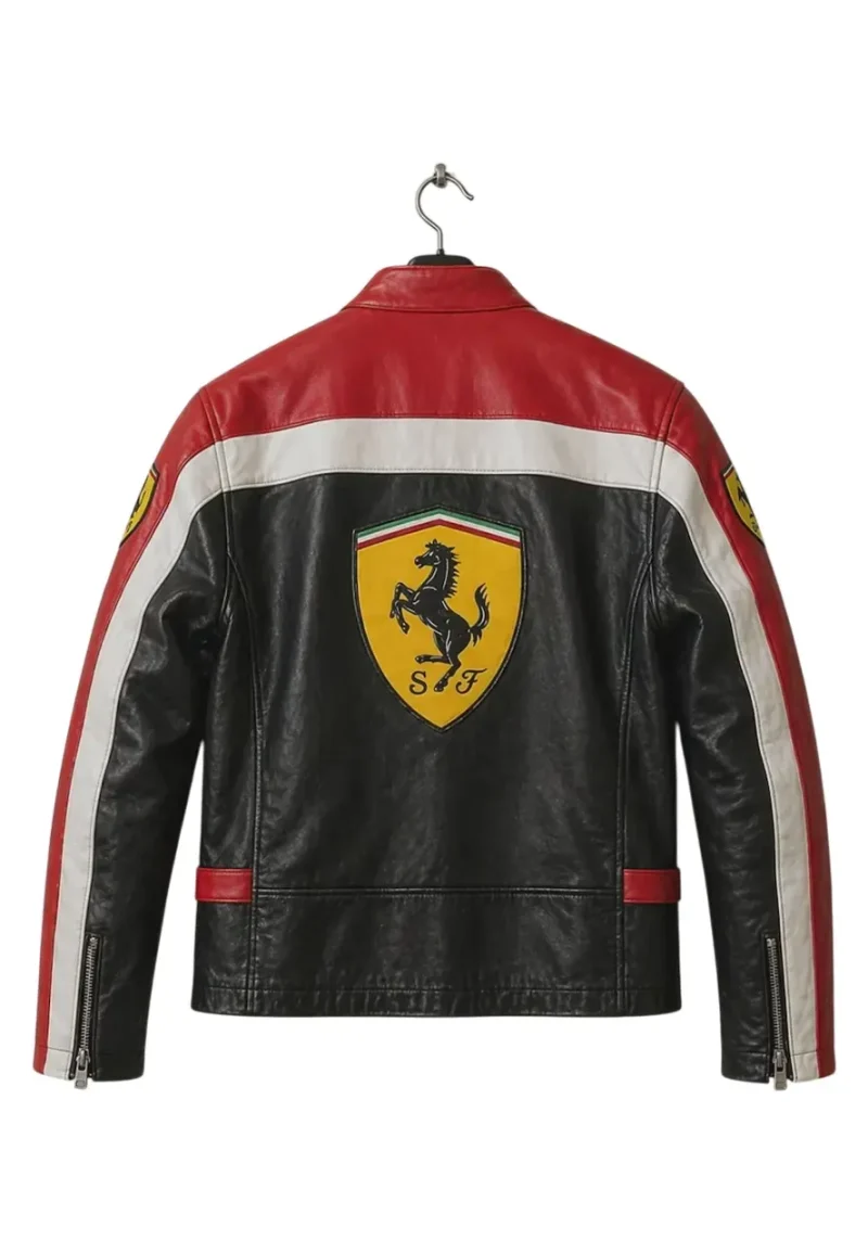 ferrari f1 biker leather jacket