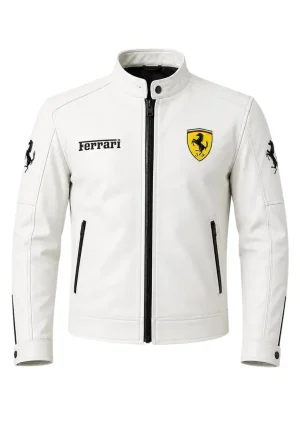 ferrari white leather jacket