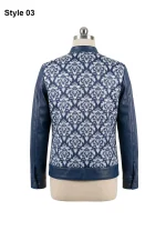 floral print leather sleeves jacket