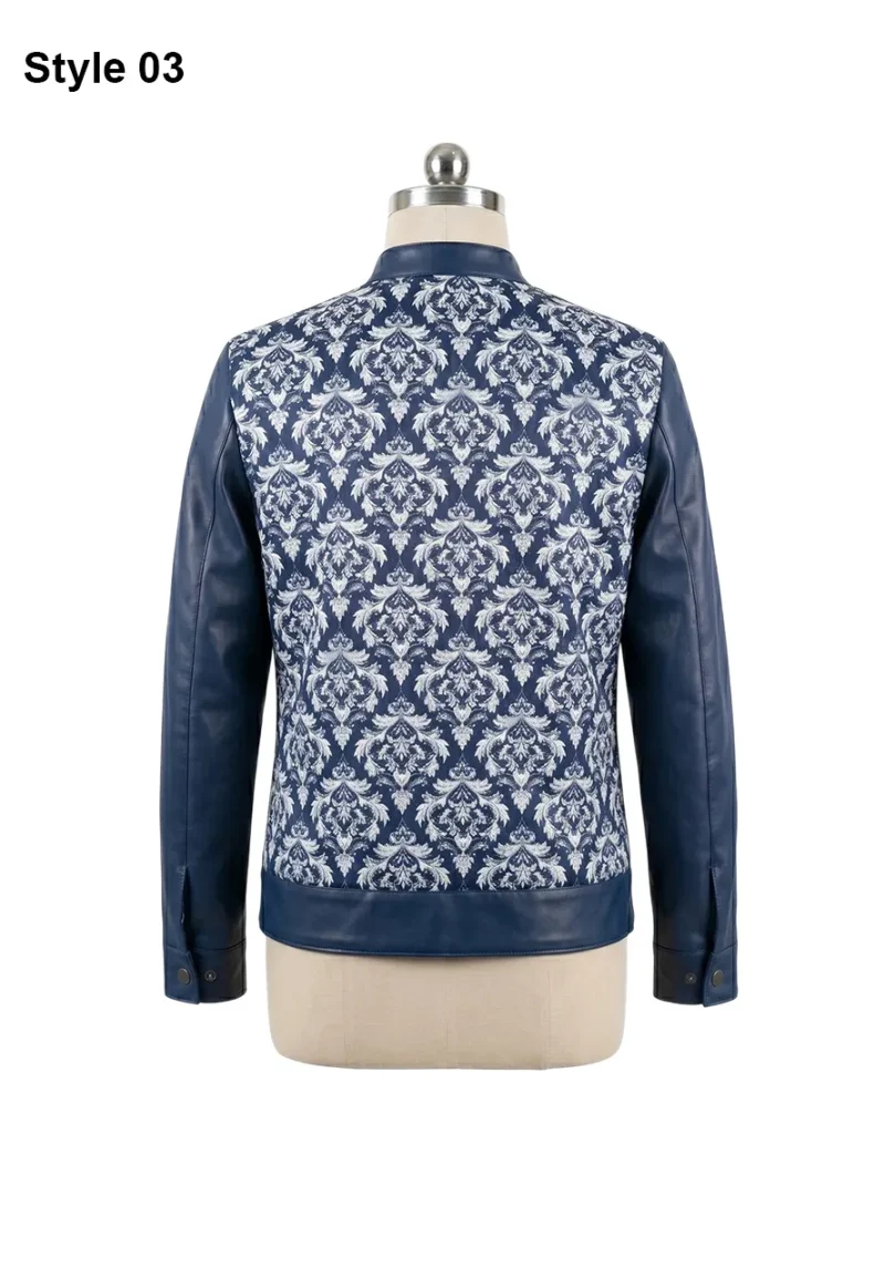 floral print leather sleeves jacket