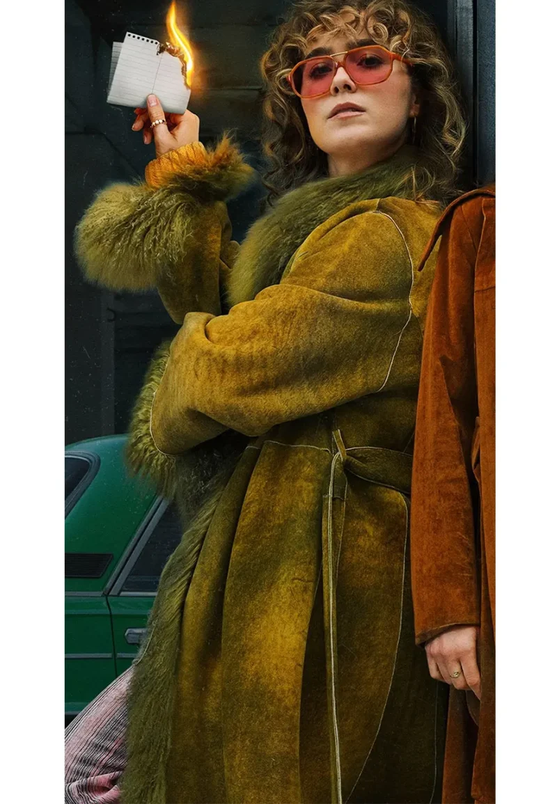 green suede leather coat