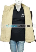 mens grey and brown shearling leather jacket