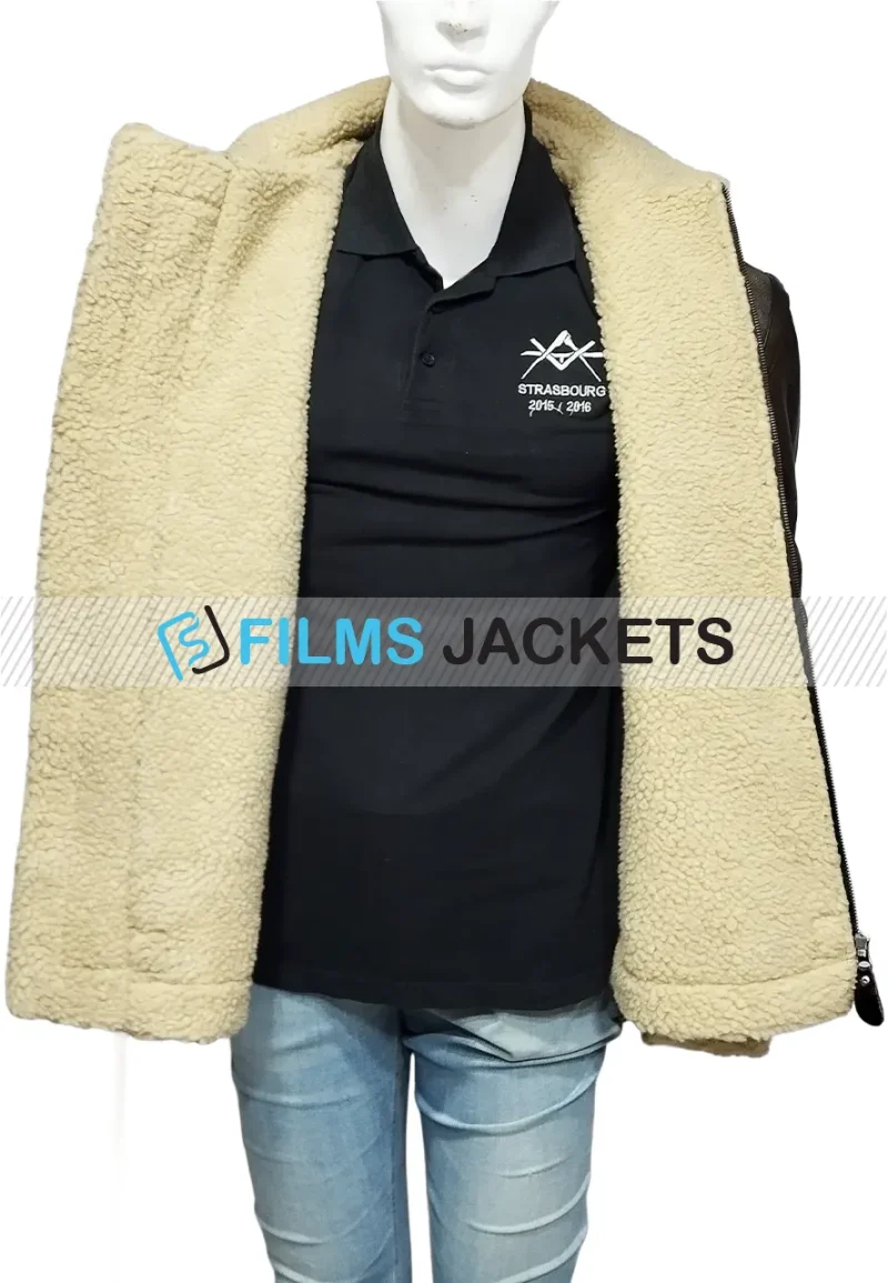 mens grey and brown shearling leather jacket