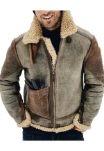 men's wfj02 brown and grey shearling jacket