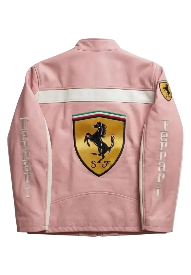pink leather ferrari jacket