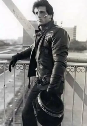 rocky 3 sylvester stallone black leather jacket