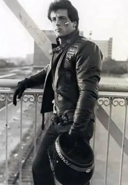 rocky 3 sylvester stallone black leather jacket