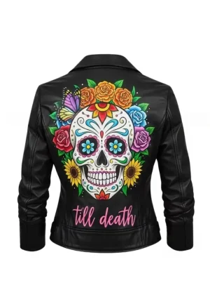 sugar skull leather jacket