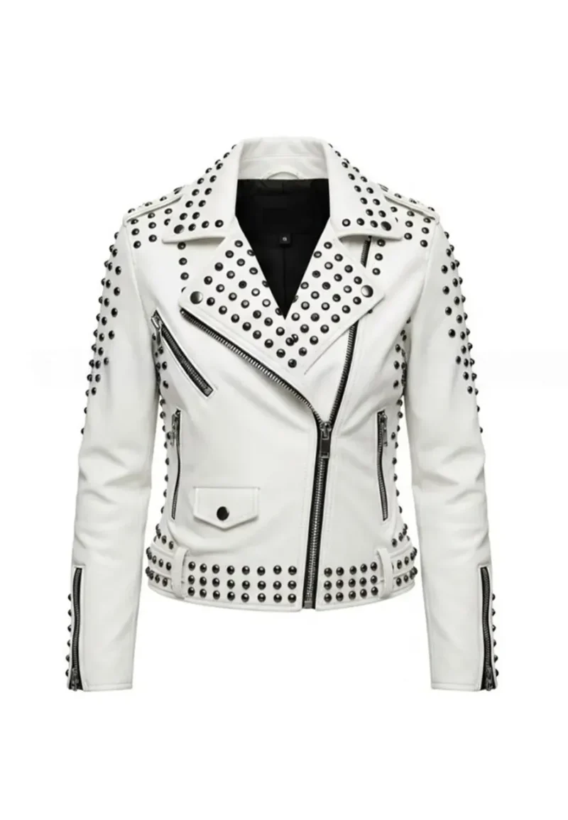 white studded leather jacket