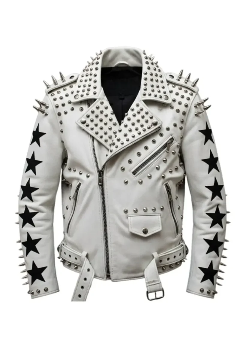 white studded leather jacket